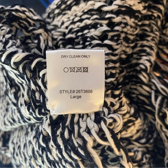 Greylin Open Knit Pullover Scoopneck Sweater Black White L - Picture 3 of 6